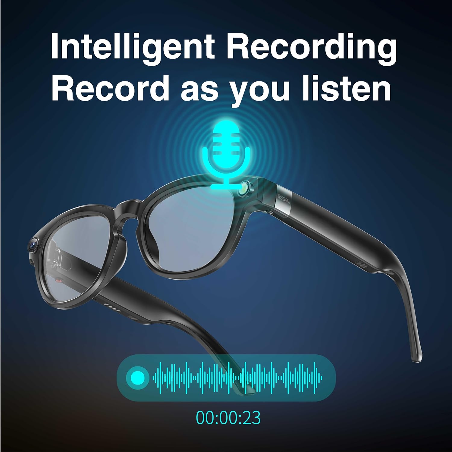 4K Camera AI Smart Glasses, Bluetooth 5.3, Auto Color-Changing Lenses, 32GB Memory, Music & Call, AI Assistant, Magnetic Charging for Men & Women