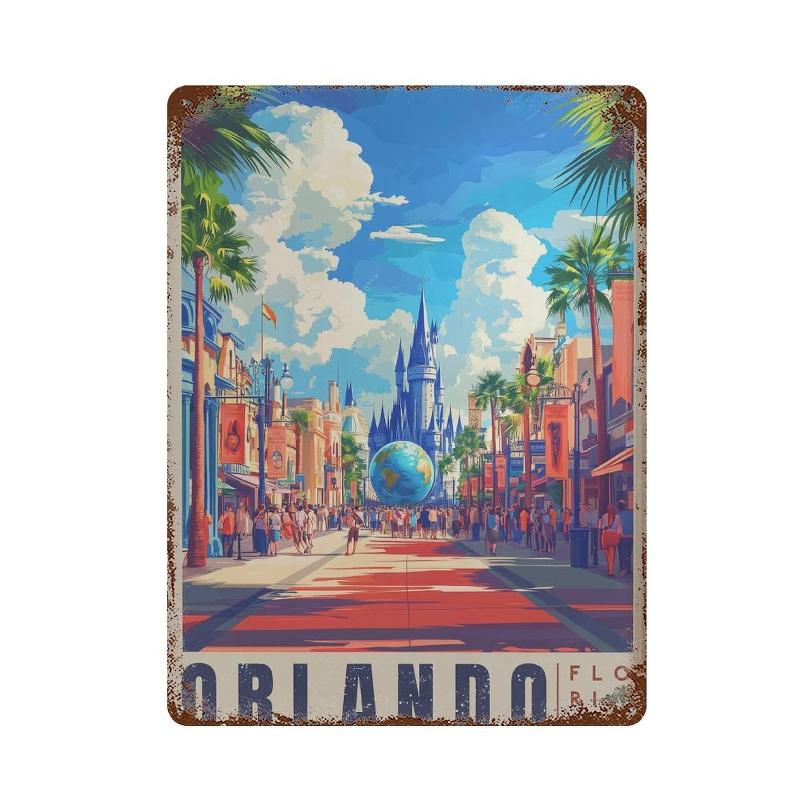 xiaoxiaoshen Orlando Travel Florida Wall Decor Art Metal Tin Poster Modern Home Decor Art Home Bar Shop Decorations Vintage Sign 40x30cm