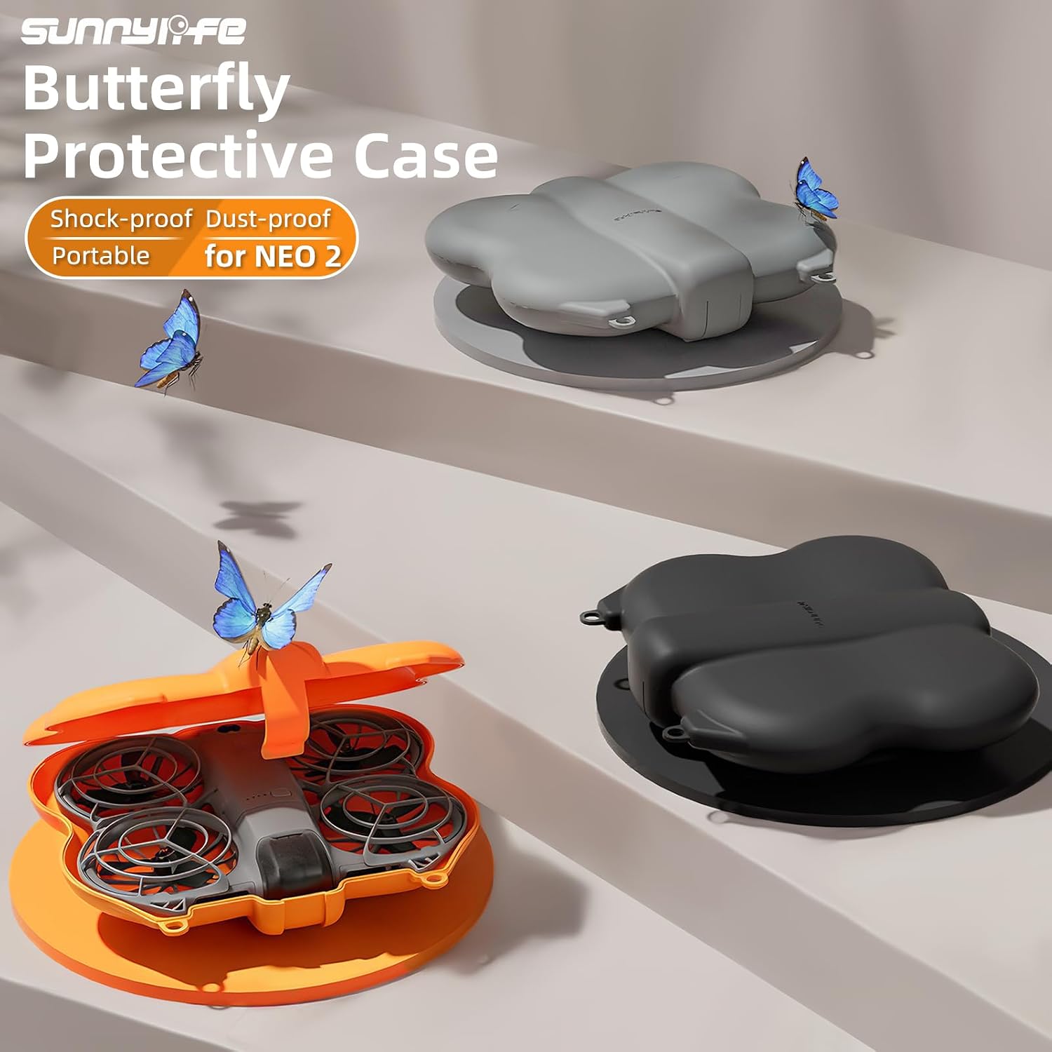 Butterfly Body Box for DJI NEO 2Anti-collision Protection Carrying Case Dust-proof Box for DJI Neo 2 Bag Accessories (Orange) image 5