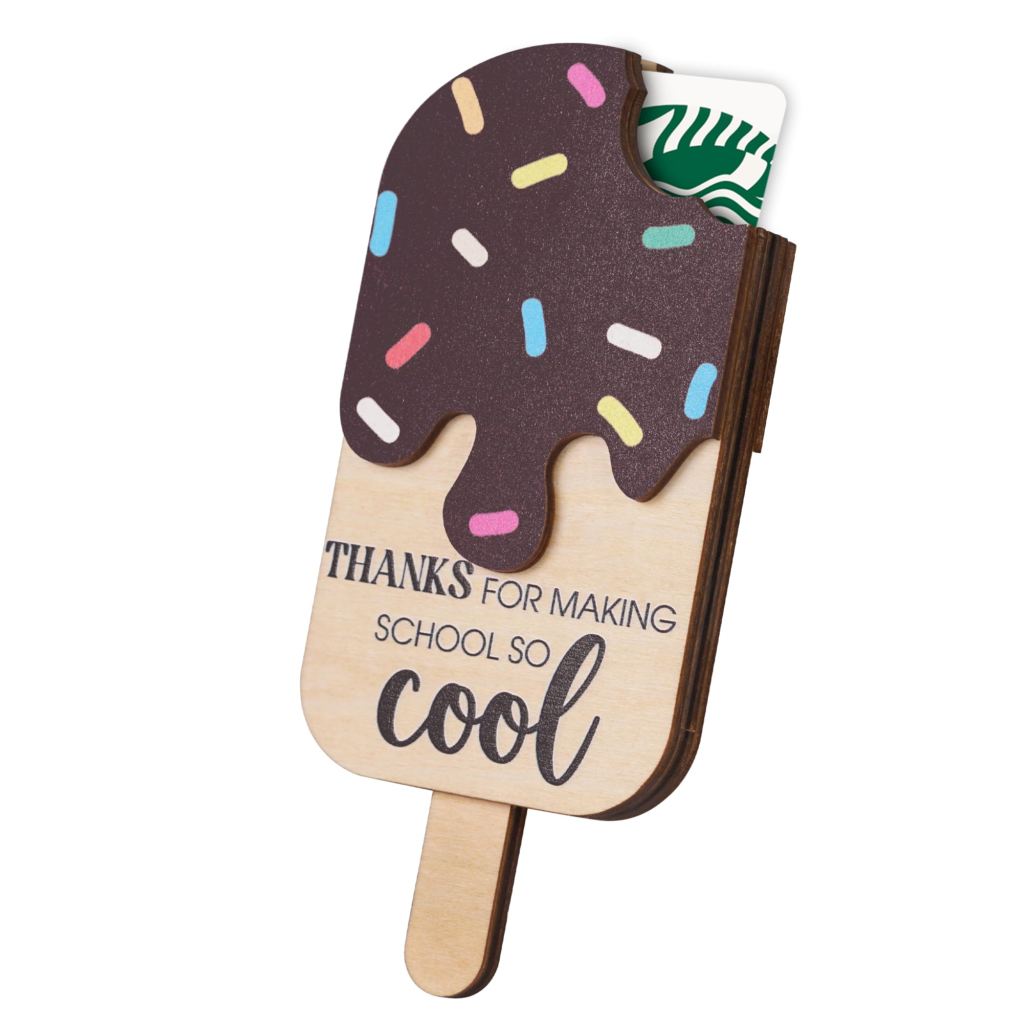 Ice Cream Teacher Appreciation Gift Card Holder, Teacher Appreciation Gifts for Women, 5-Layered Wooden Thank You Gift Card Holders, End of Year