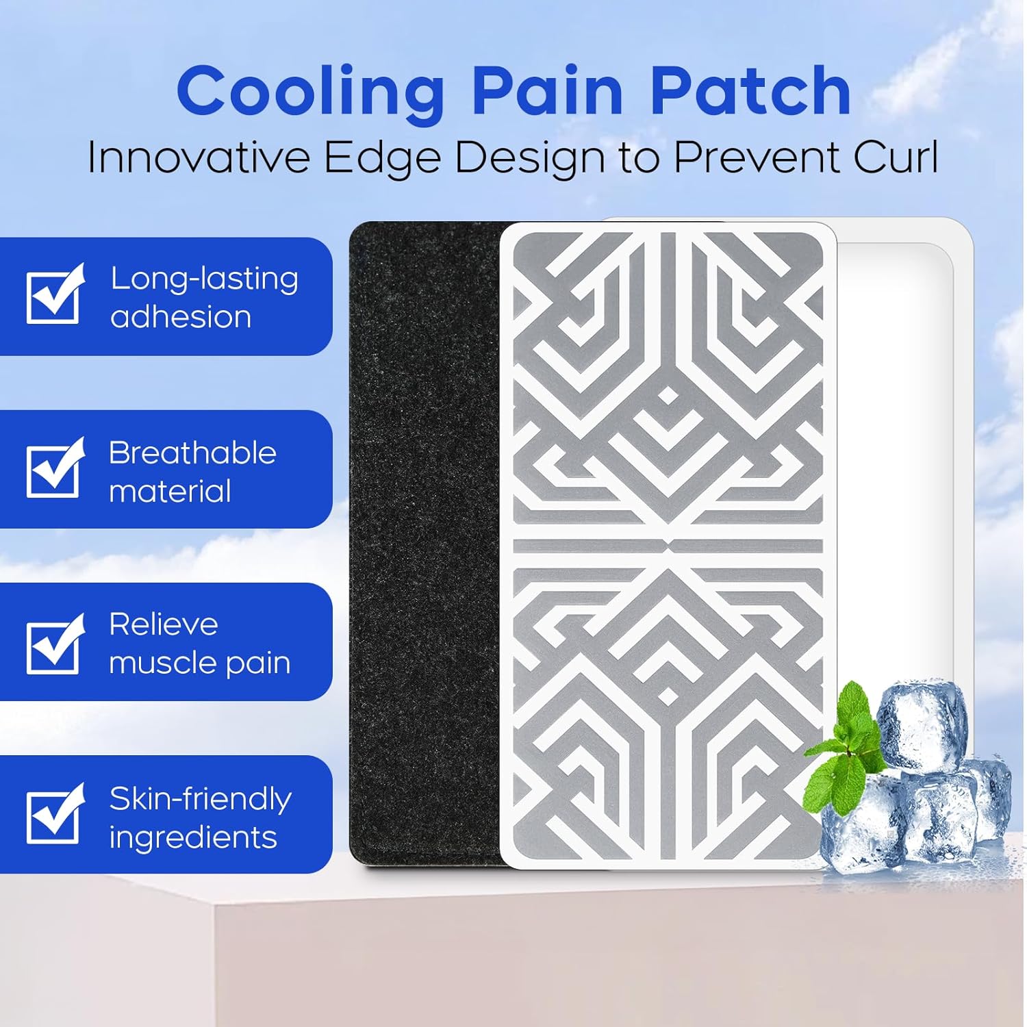 SKAYAH Summer Cooling Muscle Patches - Instant Relief for Sore Muscles & Joints, Cooling Pain Relief Patches for Back, Knee & Shoulder | Waterproof & Breathable | Sweat-Proof & Low-Irritation