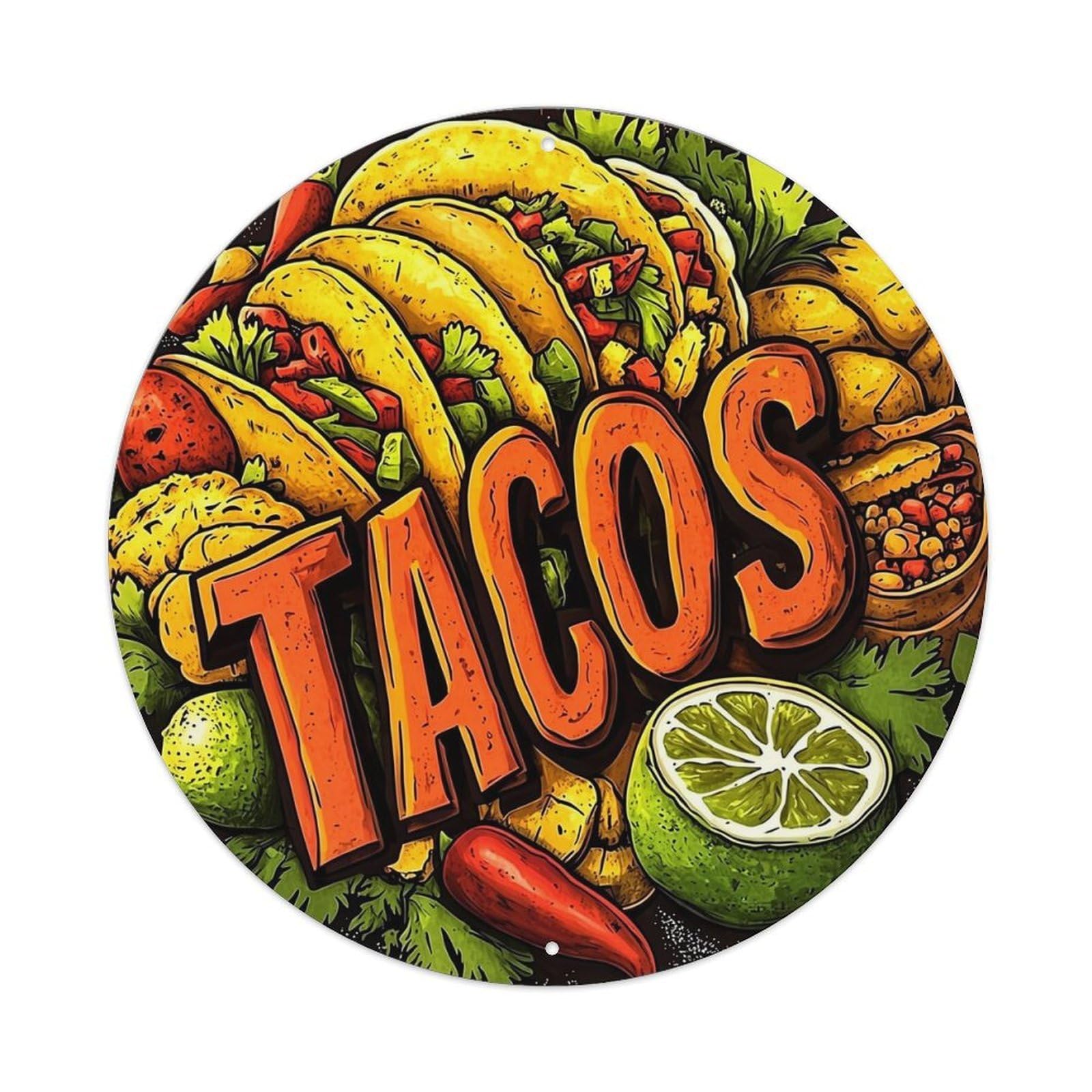 Jdyansheng Vintage Tacos With Lime And Peppers Tin Sign Metal Poster Metal Signs For Home Man Cave Bar Cafe Kitchen Laundry Room Wall Decorations 8X8 Inches