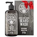 Beard Wash Shampoo w/Argan & Jojoba Oils - Softens & Strengthens - Natural Peppermint and Eucalyptus Scent - Beard Shampoo w/Beard Oil (17 oz Shampoo)