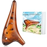 Ocarina Instrument with Song Book: Ohuhu Ceramic Ocarina with a Neck-Strap Cord, FDA Tested 12 Hole Alto C Ocarinas Play By Link Triforce Gifts for Music Fans with Protective Bag