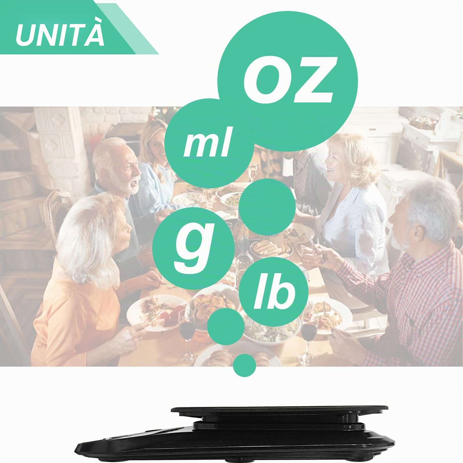 Talking - Bilancia da cucina digitale parlante, bilancia da cucina elettronica parlante, bilancia parlante per alimenti con ampio display LCD, bilancia per alimenti con piattaforma a disco in acciaio