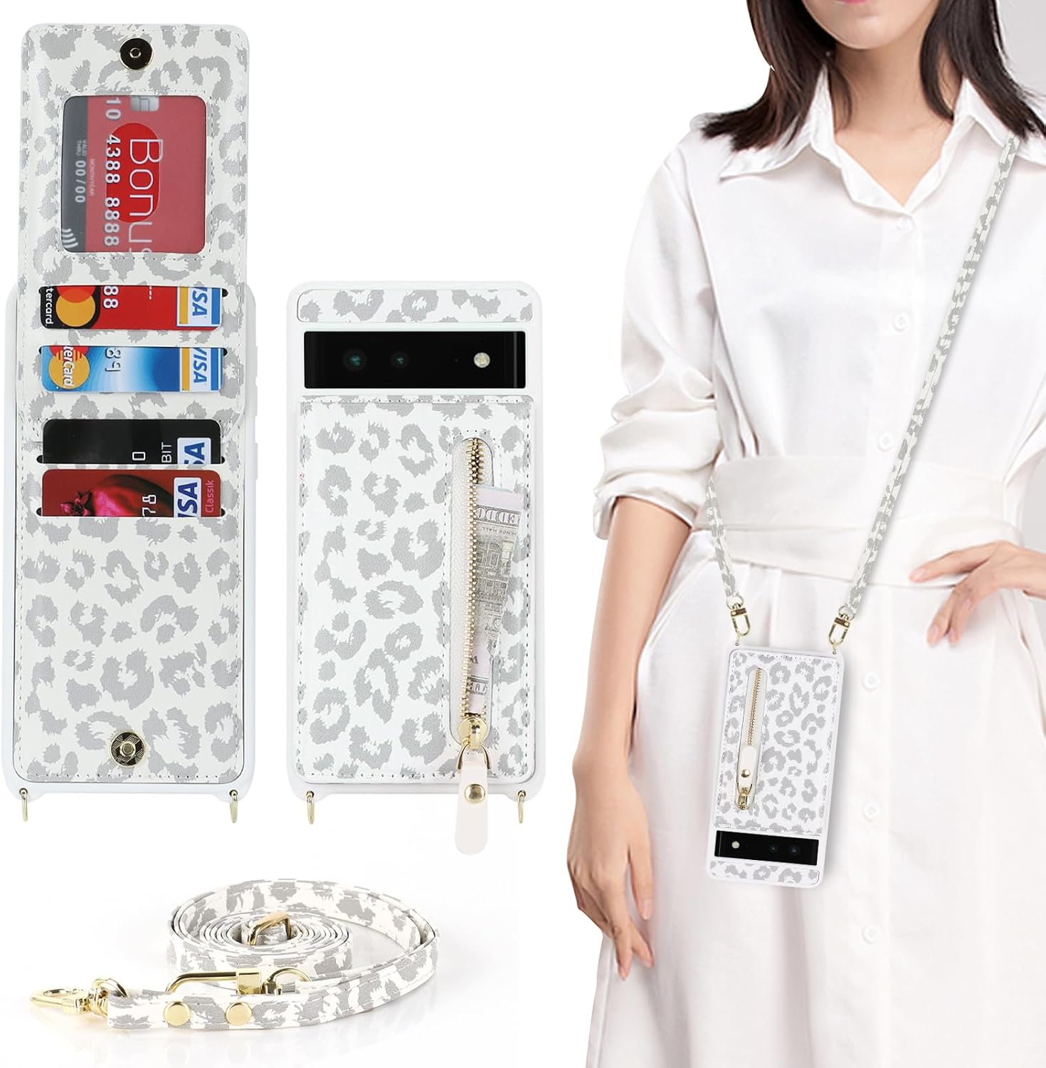 DEYHU for Google Pixel 6 Case with Card Holder for Women