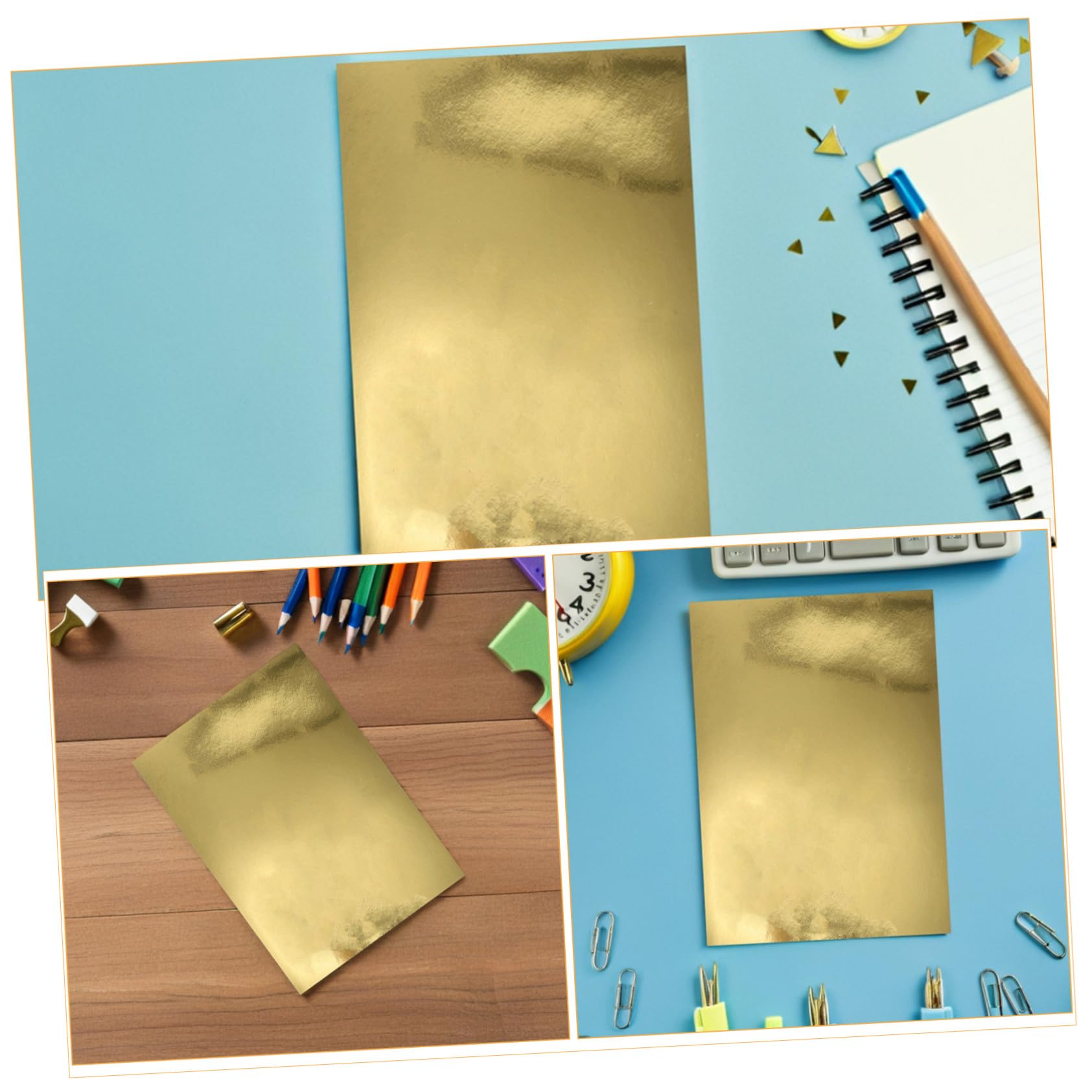 Cartoncino Metallizzato a Specchio Oro A4 70 Pezzi per Scrapbooking | Finitura Lucida, Trama , Facile da Piegare, Formato Pratico per Pittura e Lavori Creativi