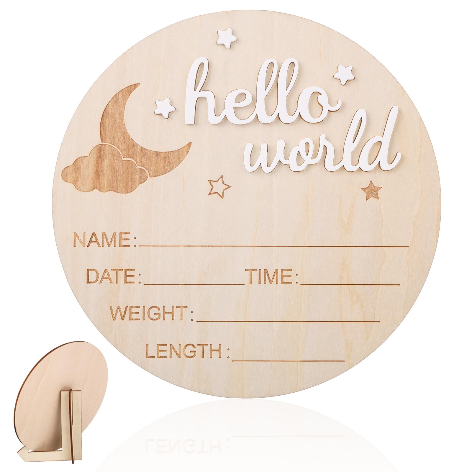 Cartello Annuncio Nascita, 14,8 cm Cartello in Legno Hello
