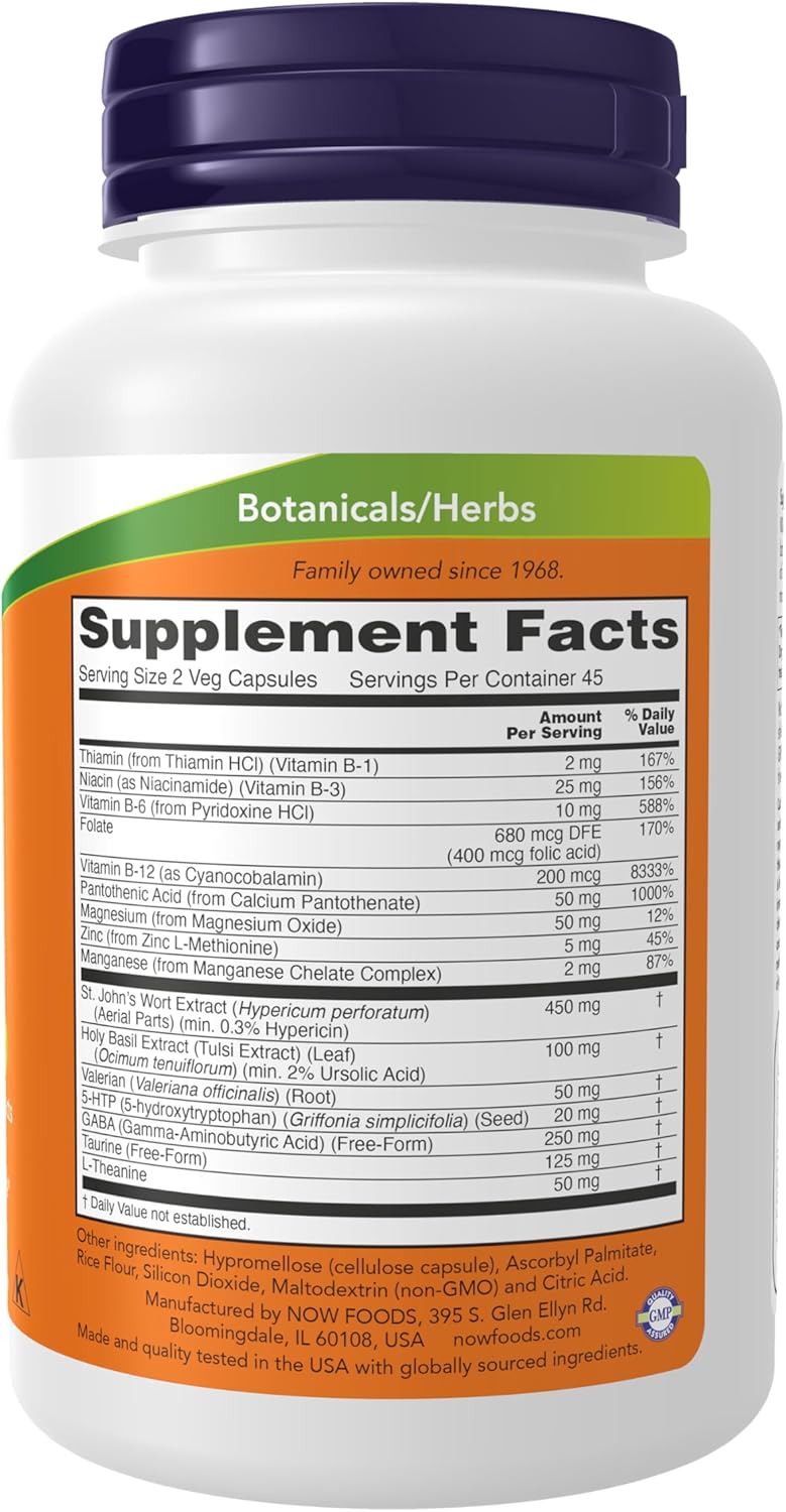 NOW Supplements, Mood Support with St. John's Wort, Nutrient and Herbal Extracts, 90 Veg Capsules - Image 2