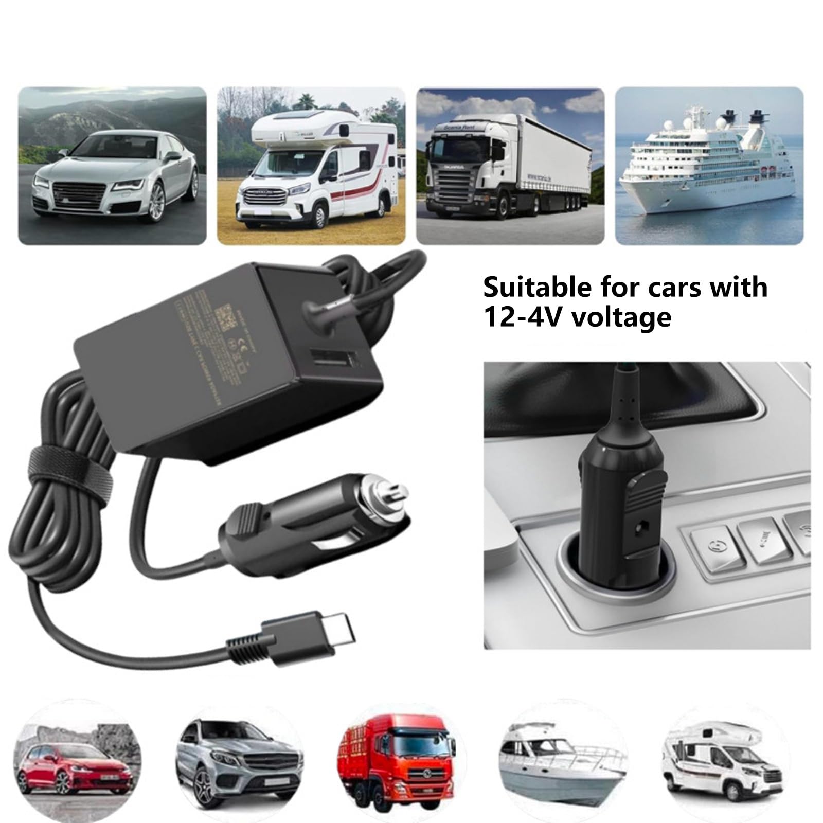 Cargadores automáticos USB C de 100 W, carga rápida para dispositivos, protección contra sobrecorriente, cargadores de coche USB C con múltiples protecciones