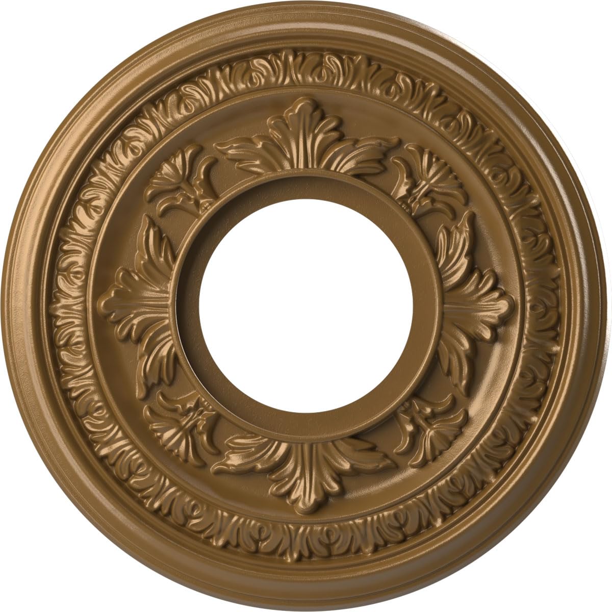 Ekena Millwork CMP10BACGH Baltimore Thermoformed PVC Ceiling Medallion (Fits Canopies up to 4 1/4"), 10"OD x 3 1/2"ID x 3/4"P, Metallic Gold Rush