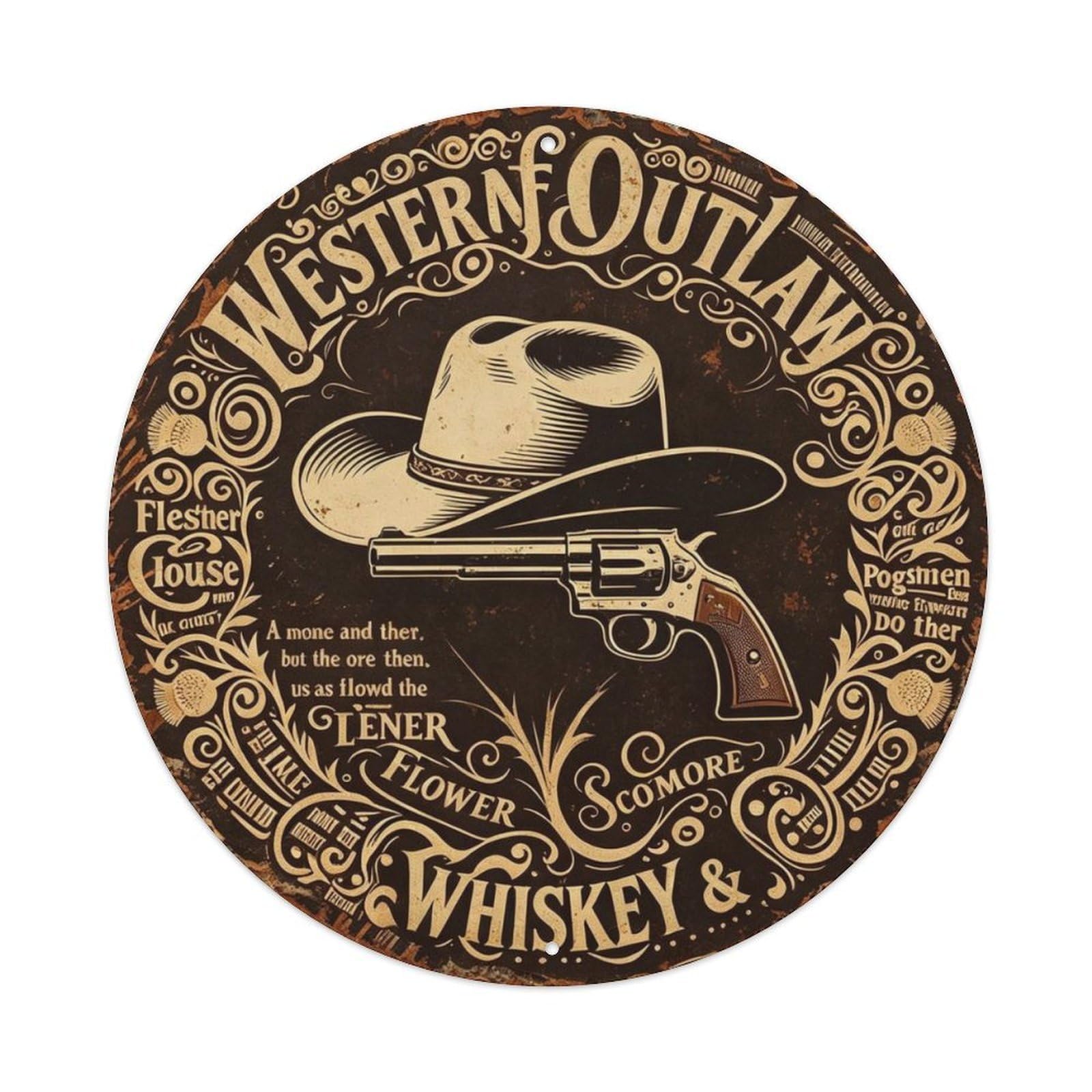 Western Cowboy Theme Metal Tin Sign Plaque