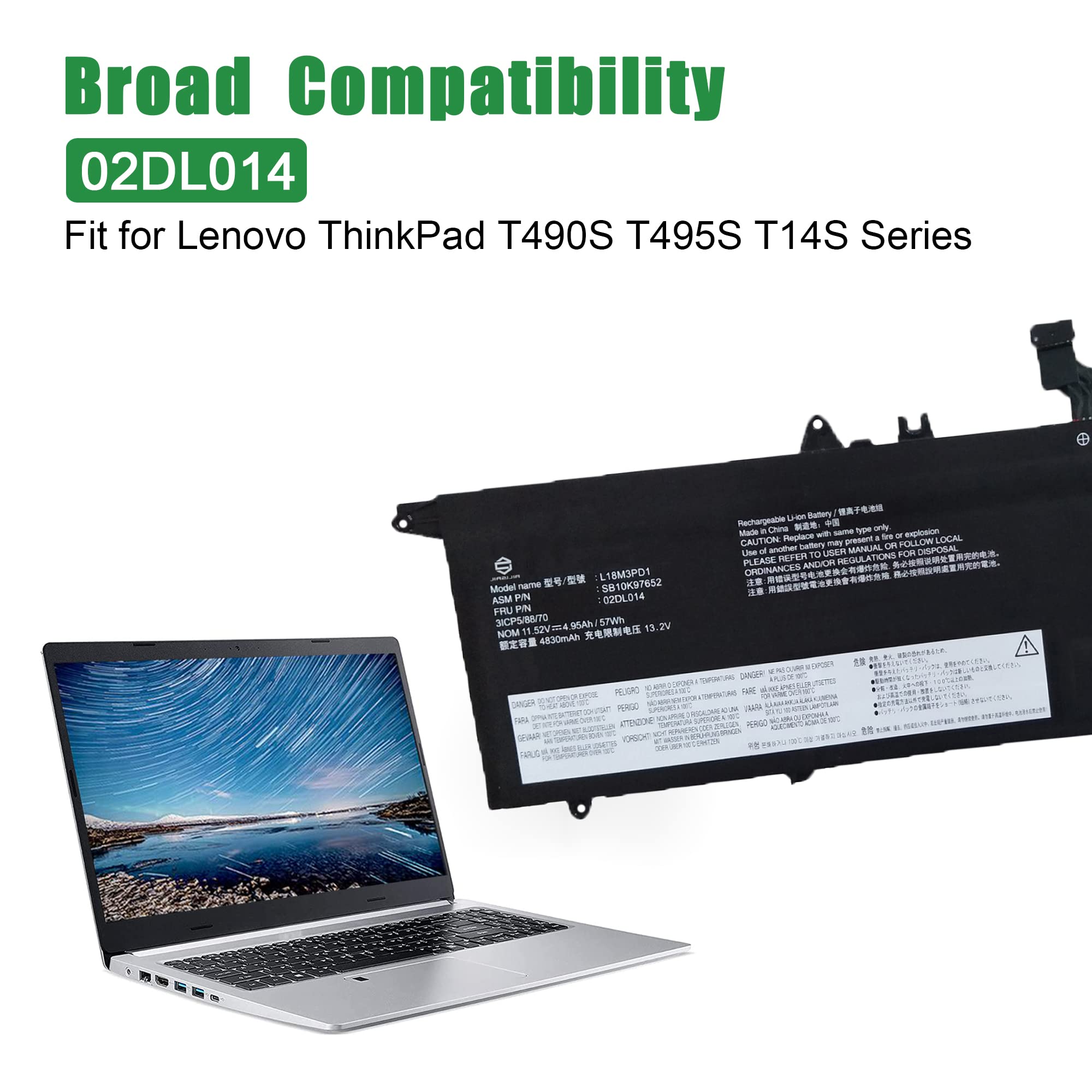 Amazon.com: JIAZIJIA 02DL014 L18M3PD1 SB10K97652 Laptop Battery