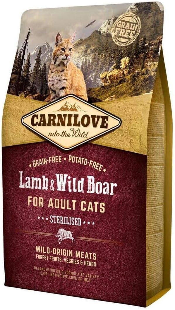 Carnilove Lamb & Jabali Adult Sterilized Dehydrated Cat Food 400 g – Pack of 13 x 31 g – Total: 400 g