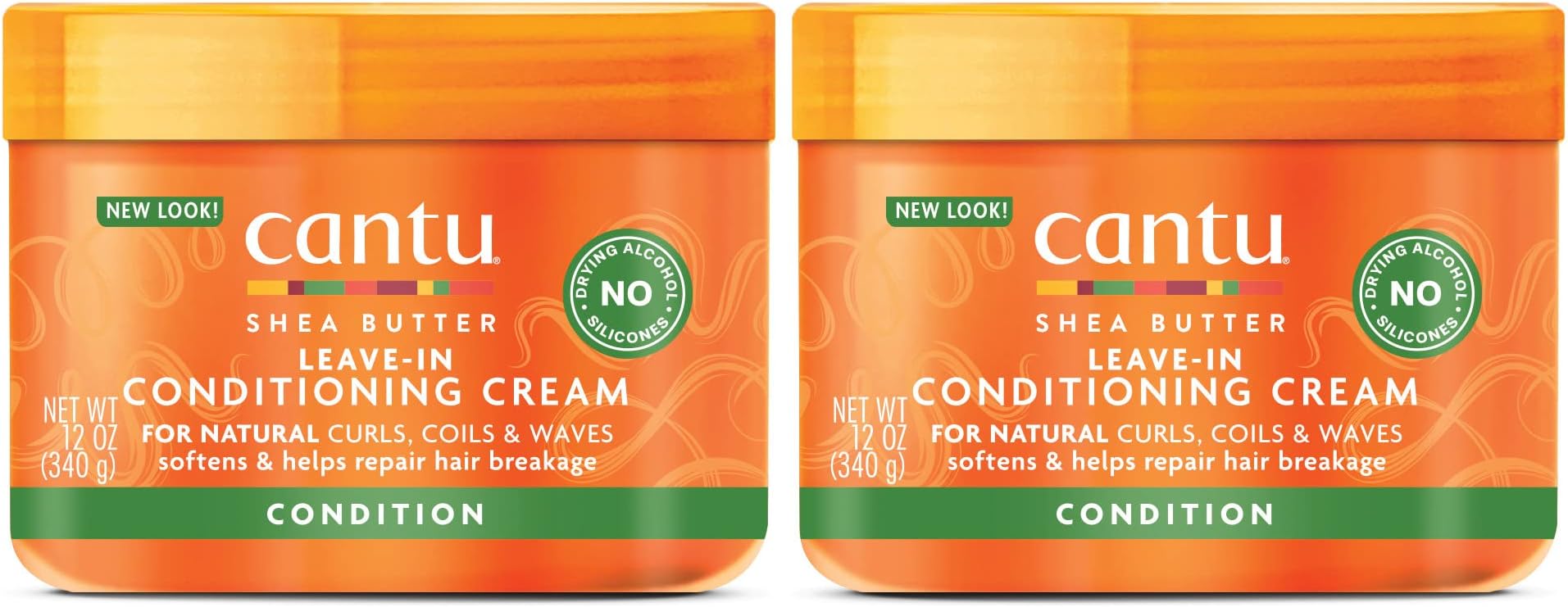 Cantu Shea Butter for Natural Hair Leave in Conditioner Repair Cream 12 Oz (Pack of 2)