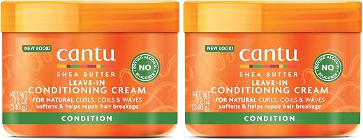 Cantu Shea Butter for Natural Hair Leave in Conditioner Repair Cream 12 Oz (Pack of 2)
