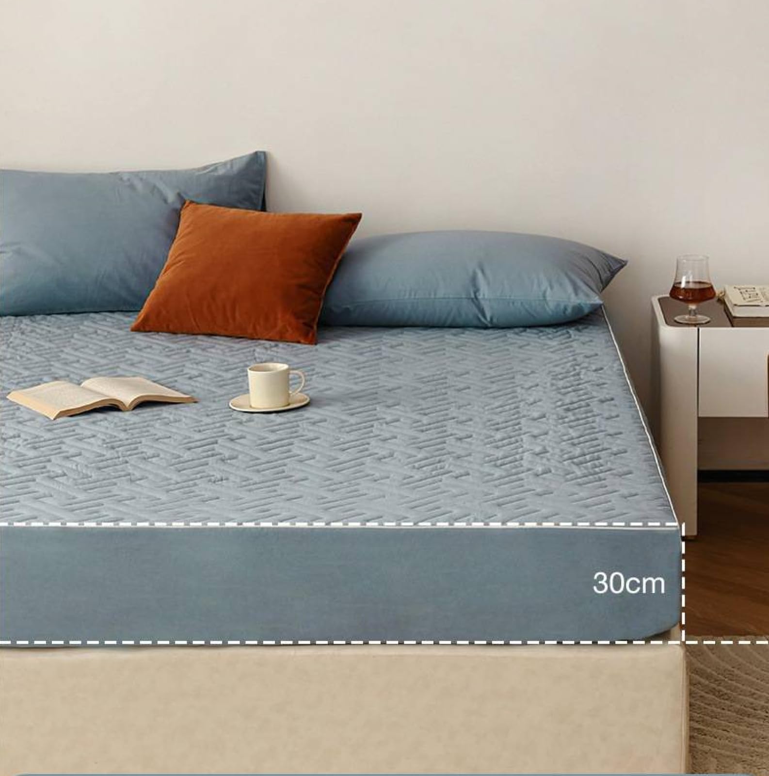 FCLDESHOP Goma elástica Sábana Bajera,Protector De Colchón con Costuras Acolchadas De Algodón, Funda De Almohada Impermeable para Colchón con Barrera Orina, Café Claro, 150 * 200cm (59 X 79x 12inch)