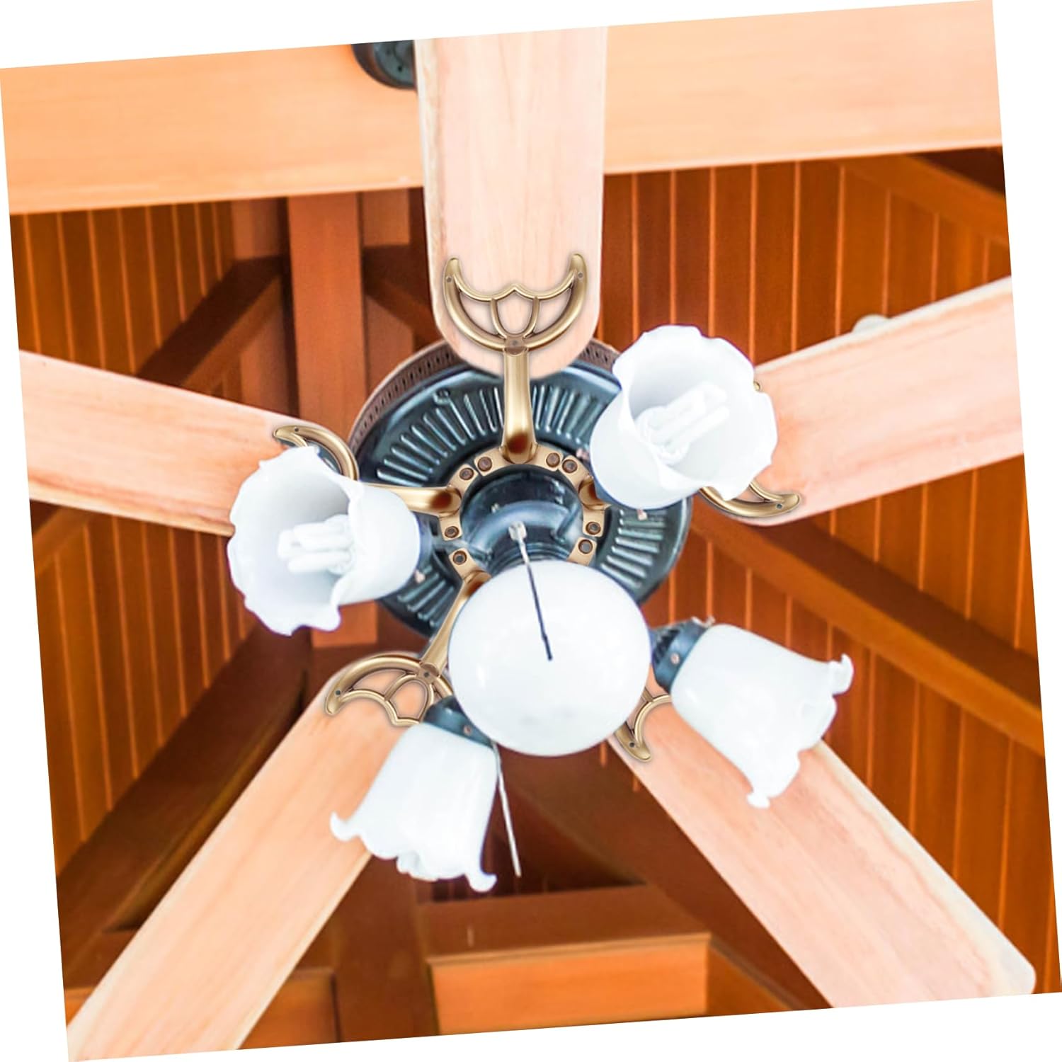 Garneck 5 Pcs Ceiling Fan Arms Replacement - Ceiling Fan Mounts for Balanced Performance - Compatible with Most Ceiling Fans Easy to Install Golden Finish