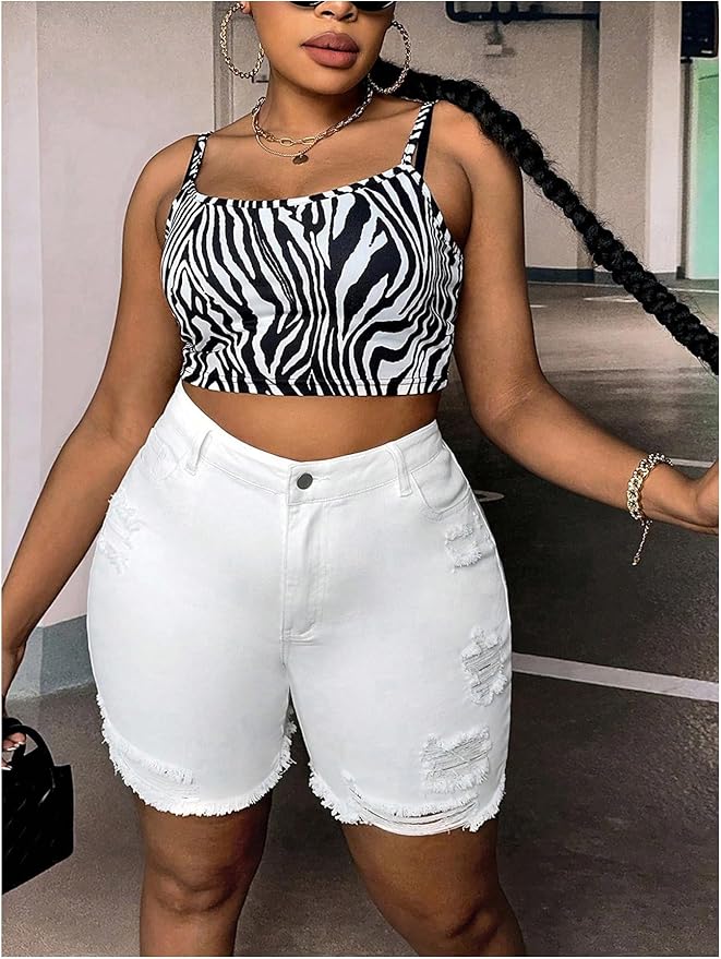 Cowboy Shorts For Women Women Hight Street High Waist Roll Up