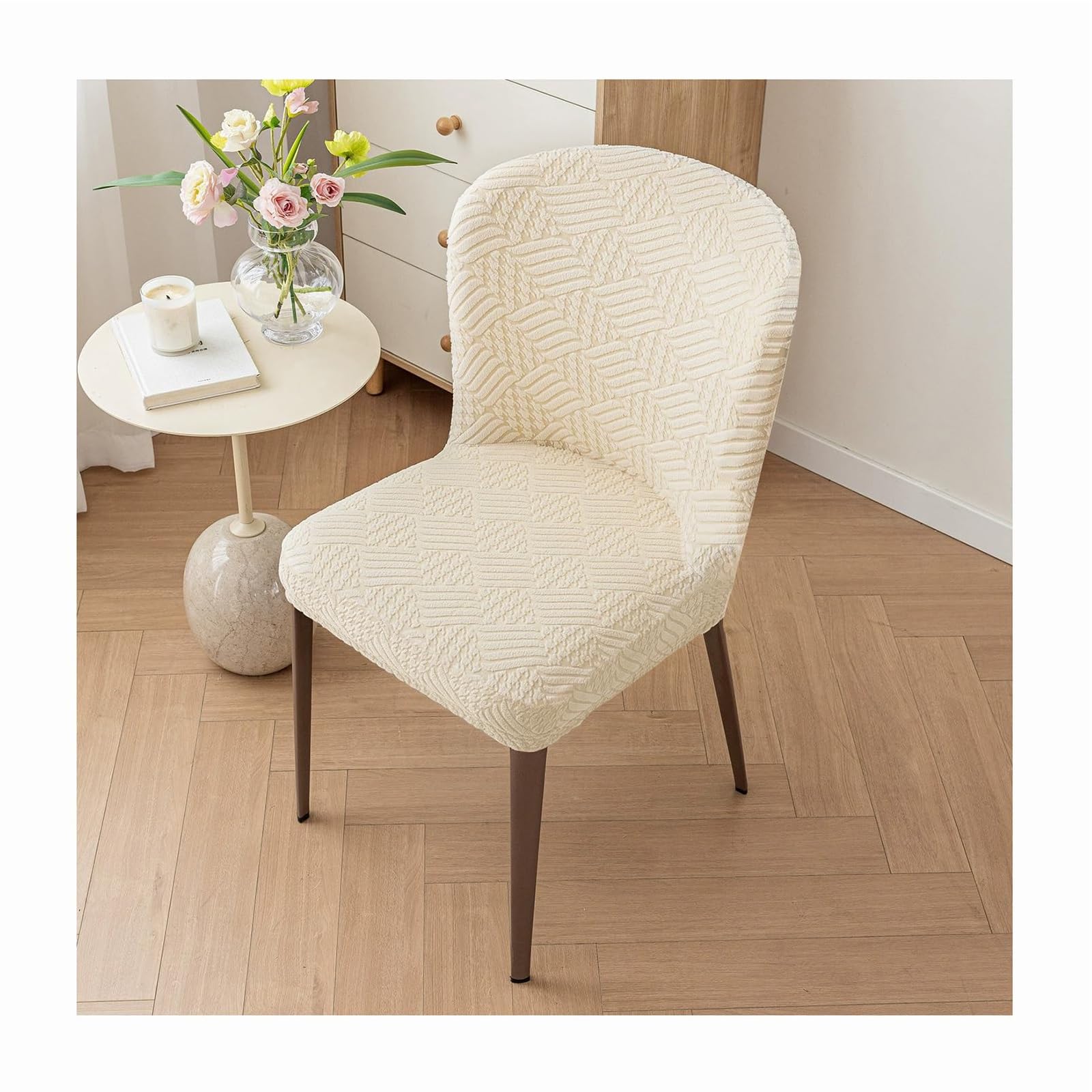 Housses de chaise de salle à manger incurvées beige x6