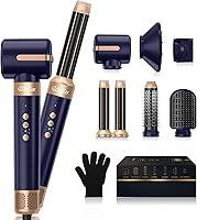 Vista 1 de UKLISS Hair Dryer Brush 7 in 1，110000 RPM Hot Air Brush Hair Styler for Curly Straight & Twisted Hair Professional Ionic Brush Blow Dryer for Blue