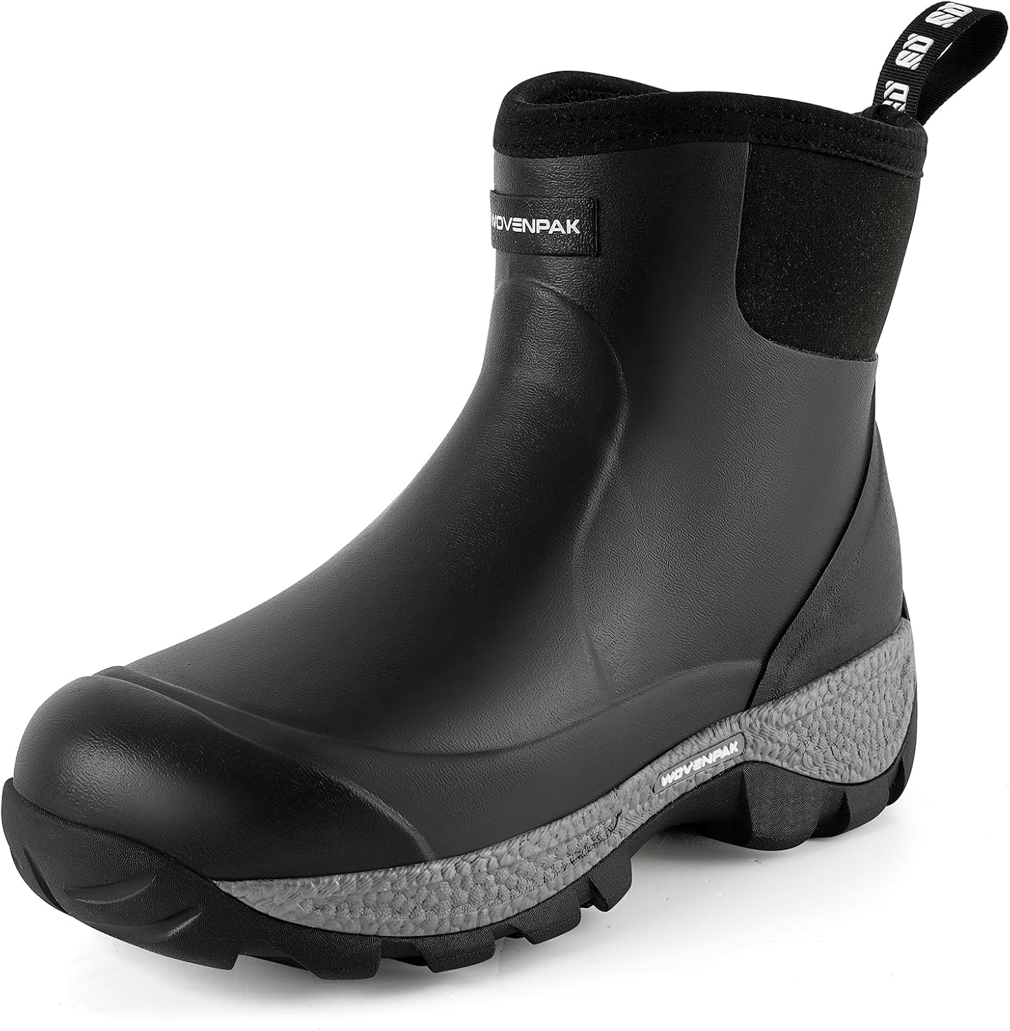 WOVENPAK Waterproof Garden Shoes Rain Boots for Men, Ankle Rubber Work Boots, Insulated Outdoor Mud Boot for Gardening, Hunting, Farming, Camping and Yard, Size 6-13