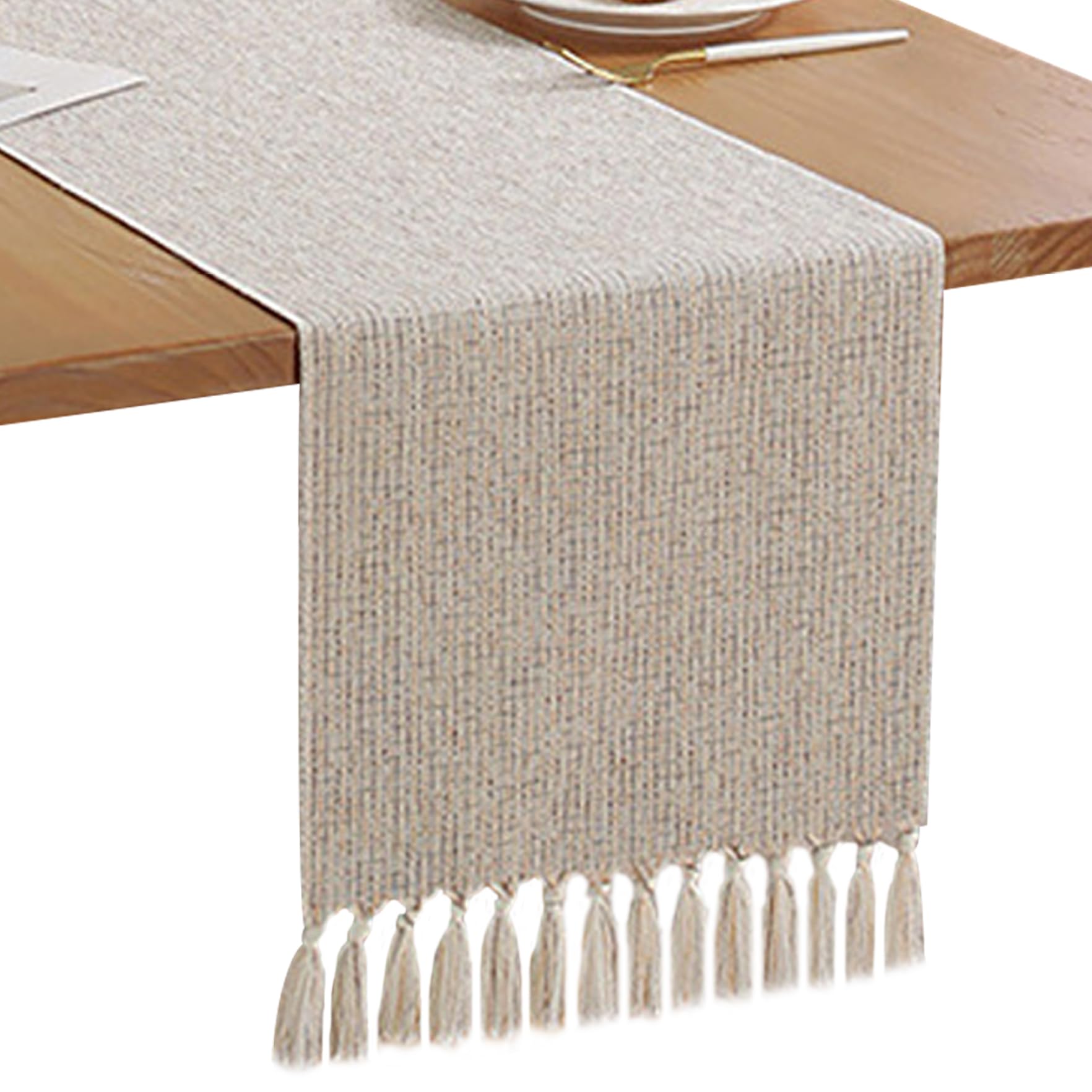 Chemin de table bohème beige 120 pouces pour habiller une grande table de cuisine