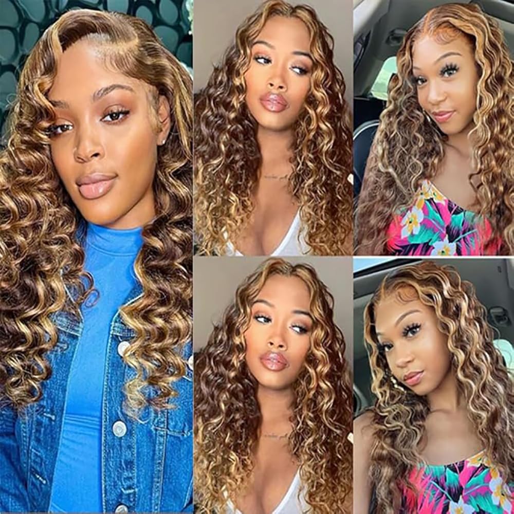 Extension Capelli Veri Umani Loose Deep Wave Human Hair Bundles Tessitura Unprocessed Remy Double Weft Extensions 100g/Per Colore Highlight Blonde for Woman 30 32 34 Inch