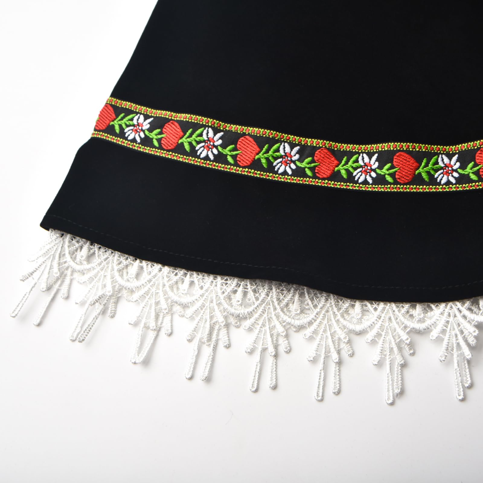 Dirndl Damen Midi Dirndelkleider Oktoberfest Outfit Trachten Rock Dirndlkomplettsets mit Puffärmeln Bluse und Spitzenbesatz Partykleid Maxikleider Festlich Halloween Kleidung Trachtenmode