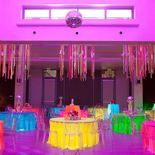 Miniatura 6 de Paquete de 12 manteles de plástico de colores surtidos, 54 x 108 pulgadas, fundas de mesa de neón para cumpleaños, boda, picnic, hogar, despedida de