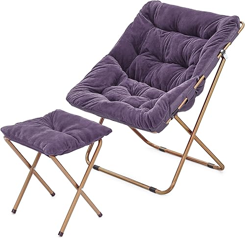 Miniatura 52 de MoNiBloom Silla cuadrada plegable de piel sintética para dormitorio, sala de estar, dormitorio, marco de metal plegable, de gran tamaño, cómoda,