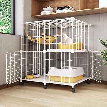 キャットケージ　ケージ　キャスター付き　ペットケージ　2段　ホワイト　おしゃれ 71bRb2BVUgL._UF350,350_QL50_.jpg