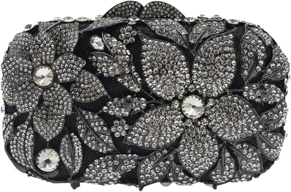 Ladies Crystal Evening Bag Flower Luxury Rhinestone Clutch Bags Diamond Party Wedding Handbag Sparkle Party Purse