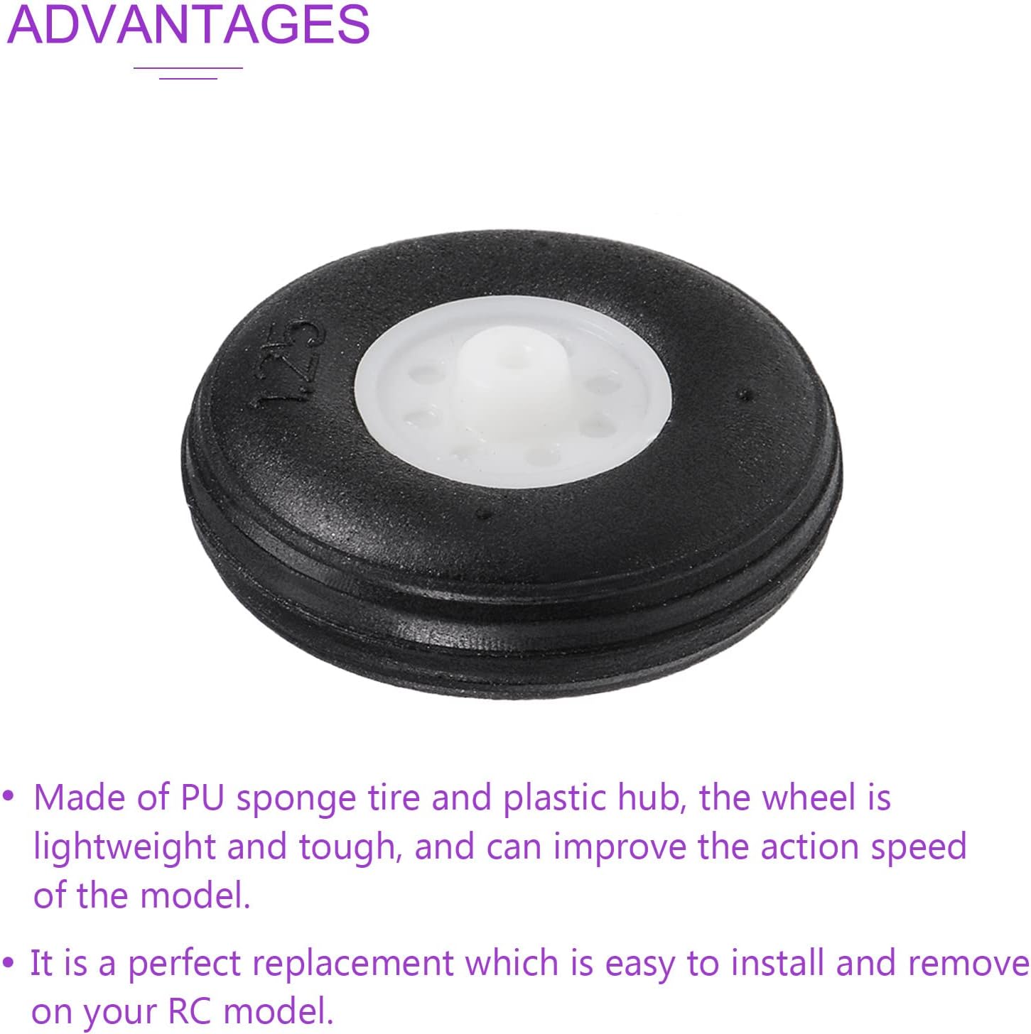 DMiotech 2 Pack 1.25 Inch PU Sponge Wheels RC Airplane Tire with Hub for RC Car Model Ship DIY Project