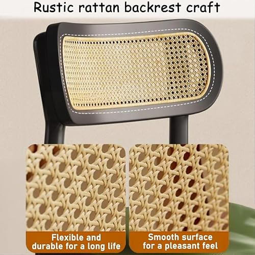 Miniatura 6 de YVYKFZD Solid Wood Dining Chairs Set, Armless Kitchen Chairs, Dining Room Chair with Rattan Backrest, Comfy Side Chair, for Living Room, Bedroom,