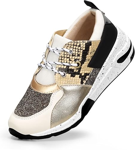 LUCKY STEP Zapatos deportivos de tacón alto para mujer, con plataforma de acantilado, estilo retro, con cordones, zapatos casuales