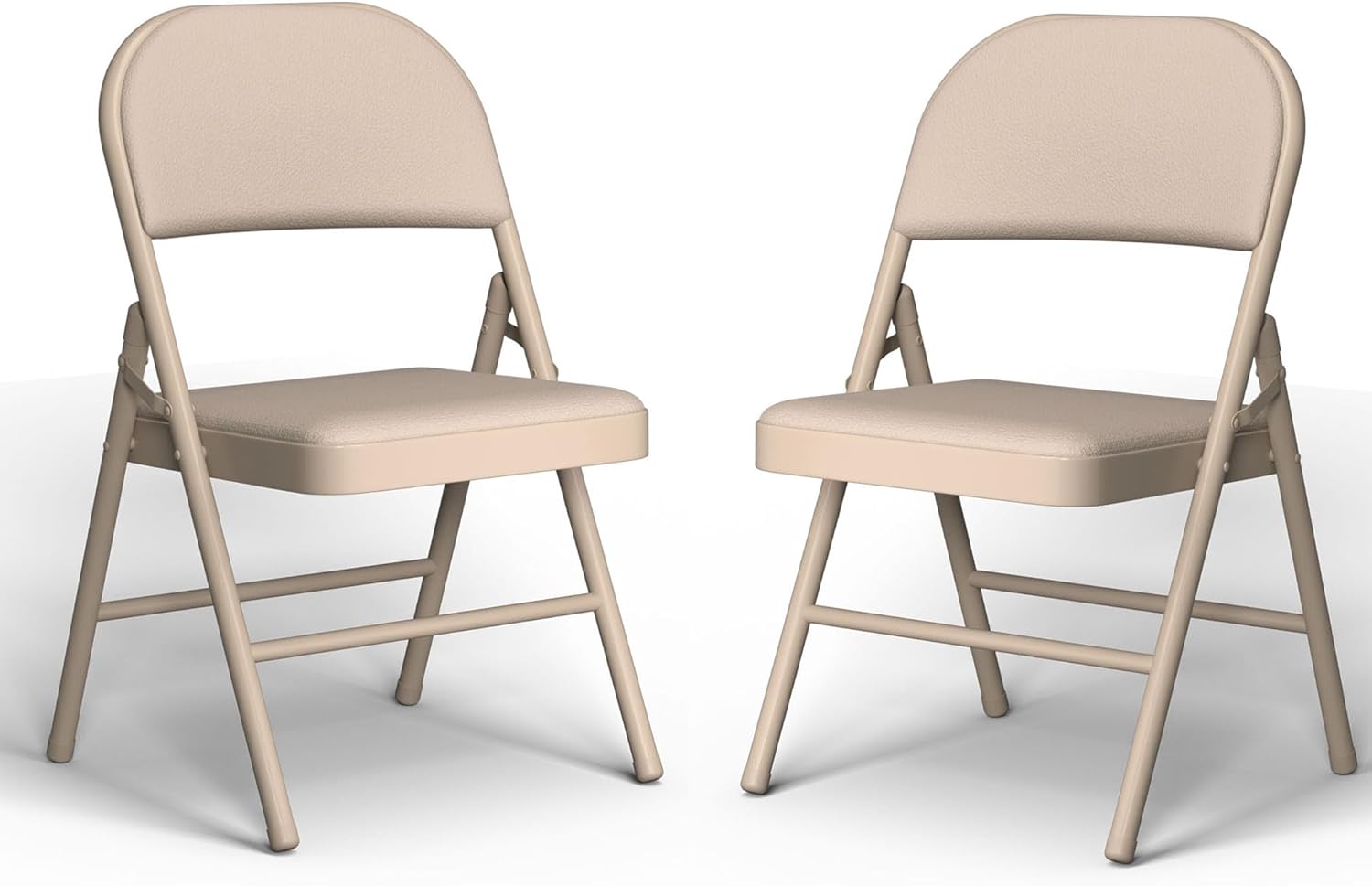 SHGJ&SOFT Set of 2 Folding Chairs with Padded Seats and Backs, Metal Frame Chair for Indoor and Outdoor, Home Office, Dorm, Party, Backyard, Lawn, Patio (Brown, 2-Pack)