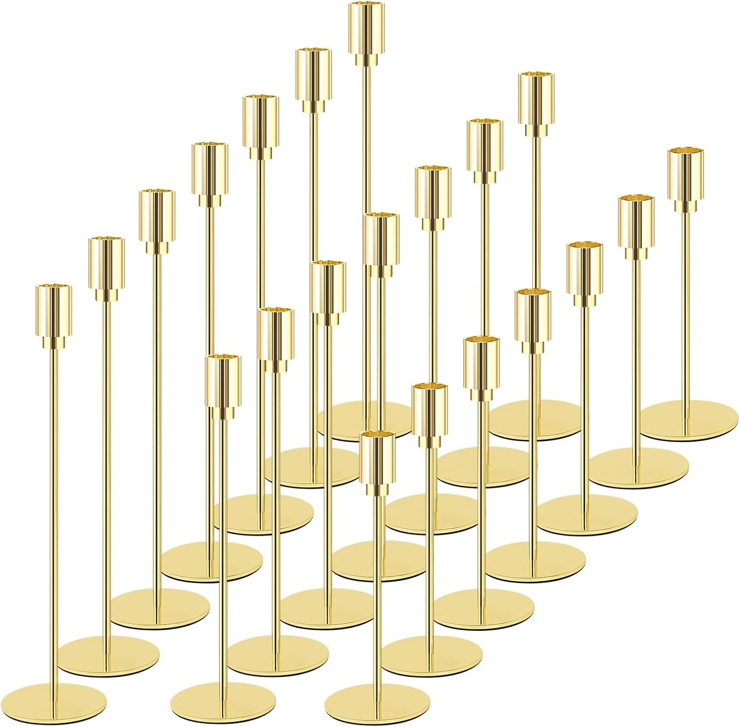 MYOYAY Lot de 21 bougeoirs dorés pour fête de mariage, Thanksgiving, Halloween, anniversaire, cheminée, fête prénatale, centre de table