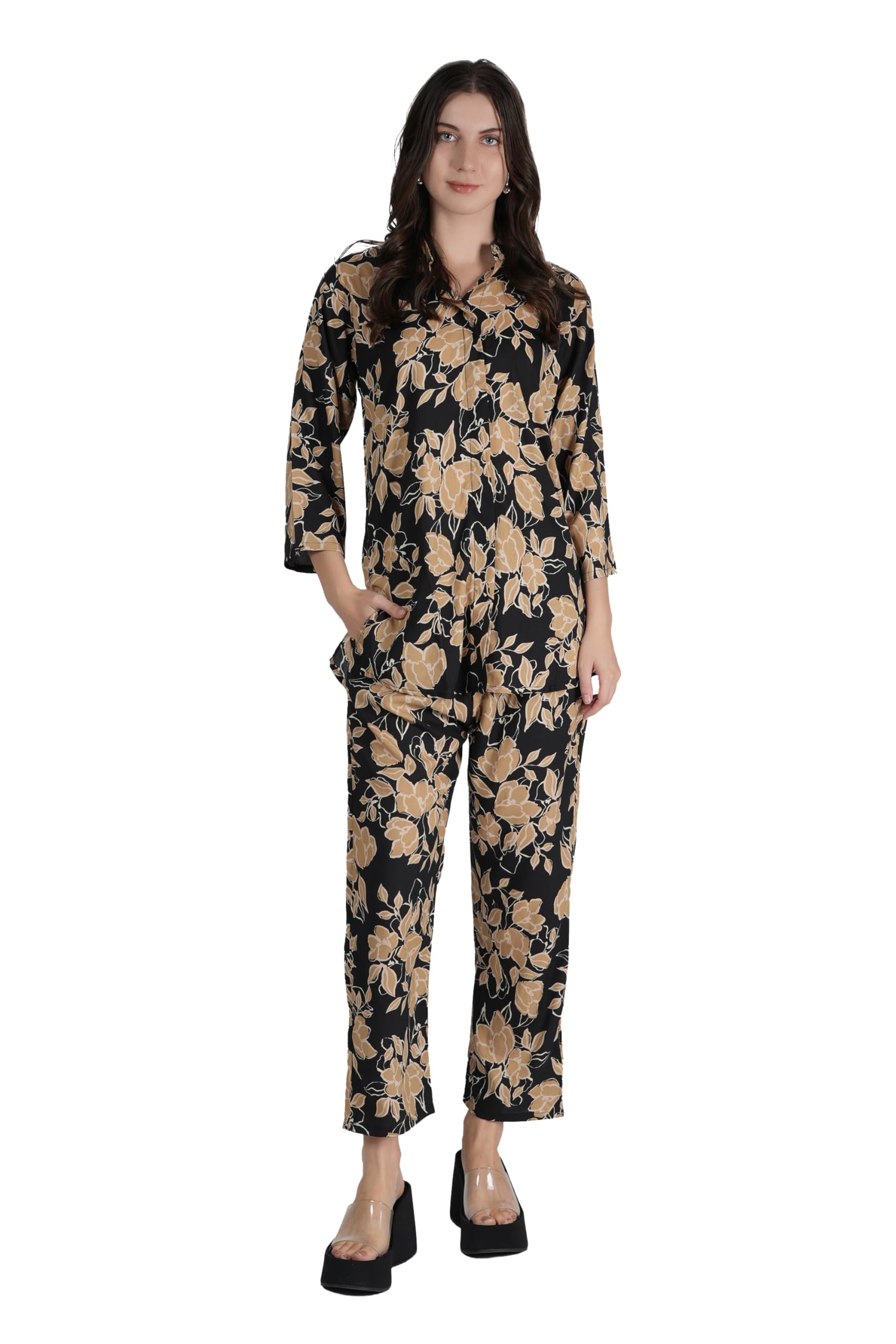 rai sahab Women's Co-ord Set REon Top and Trouser Pant Set |Two Piece Coord Set | Formal Cord Set(88904MULTI)-picture-38