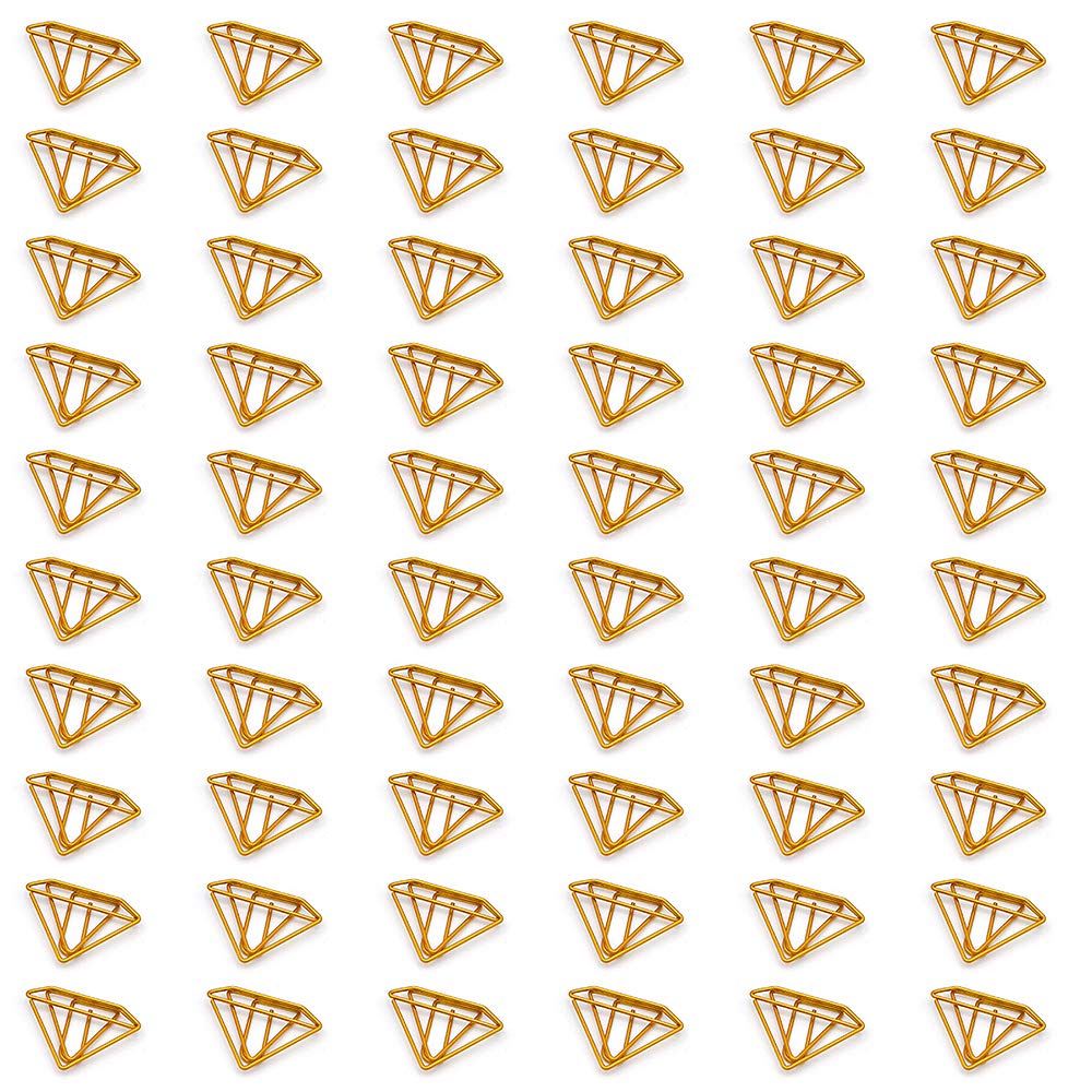 60pcs Small Yellow Paperclips Diamond Shape Paperclip Set Bookmark Clips for Office School Home