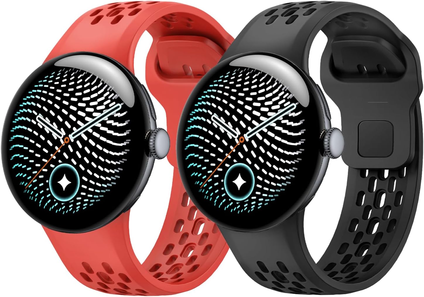 Breathable Silicone Watch Band Compatible with Google Pixel Watch 5 45mm, Hollow Ventilation Hole Design Replacement Sport Strap, Adjustable Anti‑Drop Buckle Wristband