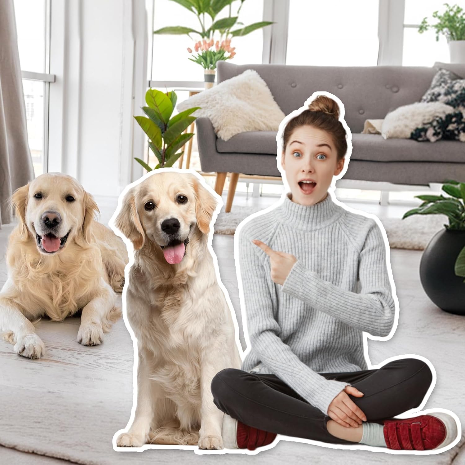 Custom Life Size Cardboard Cutout for Dog - Personalized High Resolution Double Stand Up Cutouts for Pets - Upload Photo of You & Your Pet for Birthday, Camping, Party, Home Decor Gifts, 1-8ft