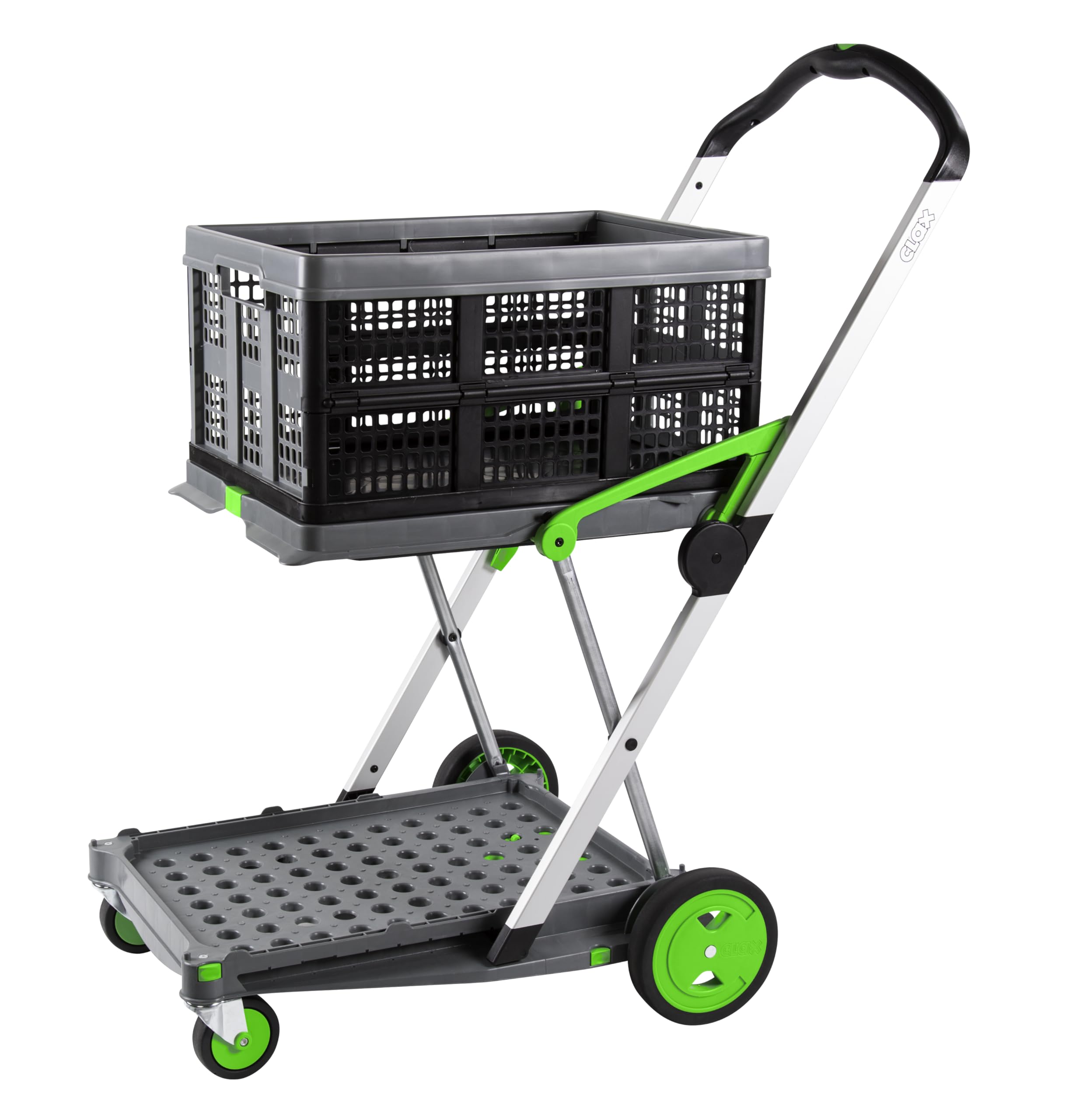 CLAX® Transport-Klappmobil (Original direkt vom Hersteller) | Materialtransporter | inklusive Klappbox | grün