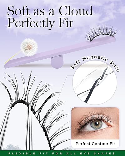 Miniatura 5 de BEYELIAN Pestañas magnéticas con kit de aplicador, pestañas postizas reutilizables de aspecto natural, sin pegamento, pestañas magnéticas suaves