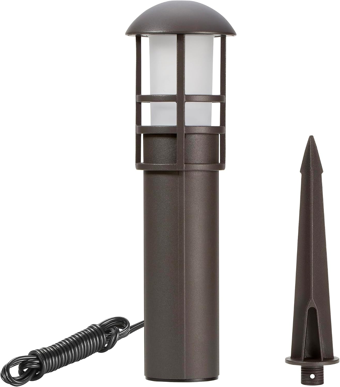 Maxxima LED Low-Voltage Landscape Light Fixture, Garden Pathway Outdoor Lights, 140 Lumens, 3000K Warm White, Hardwired Bollard Light for Yard, 3W 12-24V AC/DC, Weather Resistant, Brown, 2-Pack