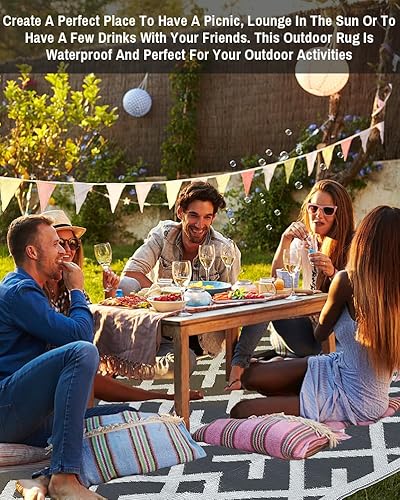 Miniatura 34 de Alfombras reversibles - Alfombra de paja de plástico, alfombra para exteriores, alfombra de área moderna, alfombra grande para exteriores, RV, Negro