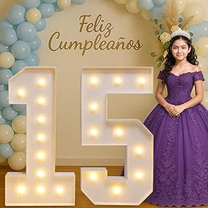 Marquee Numbers Large 15th Birthday Decorations For Girls and Boys,15 Light Up Numbers Quinceanera Party Decorations,Numero 15 Decoracion Para Quinceañera,Centros De Mesa De 15 Años