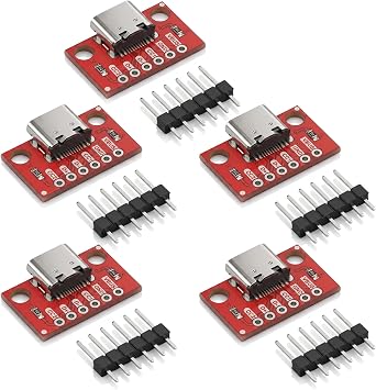 5 Pcs USB C Breakout Board Type-C Breakout Board Serial Basic BreakoutFemale Connector Type 16P