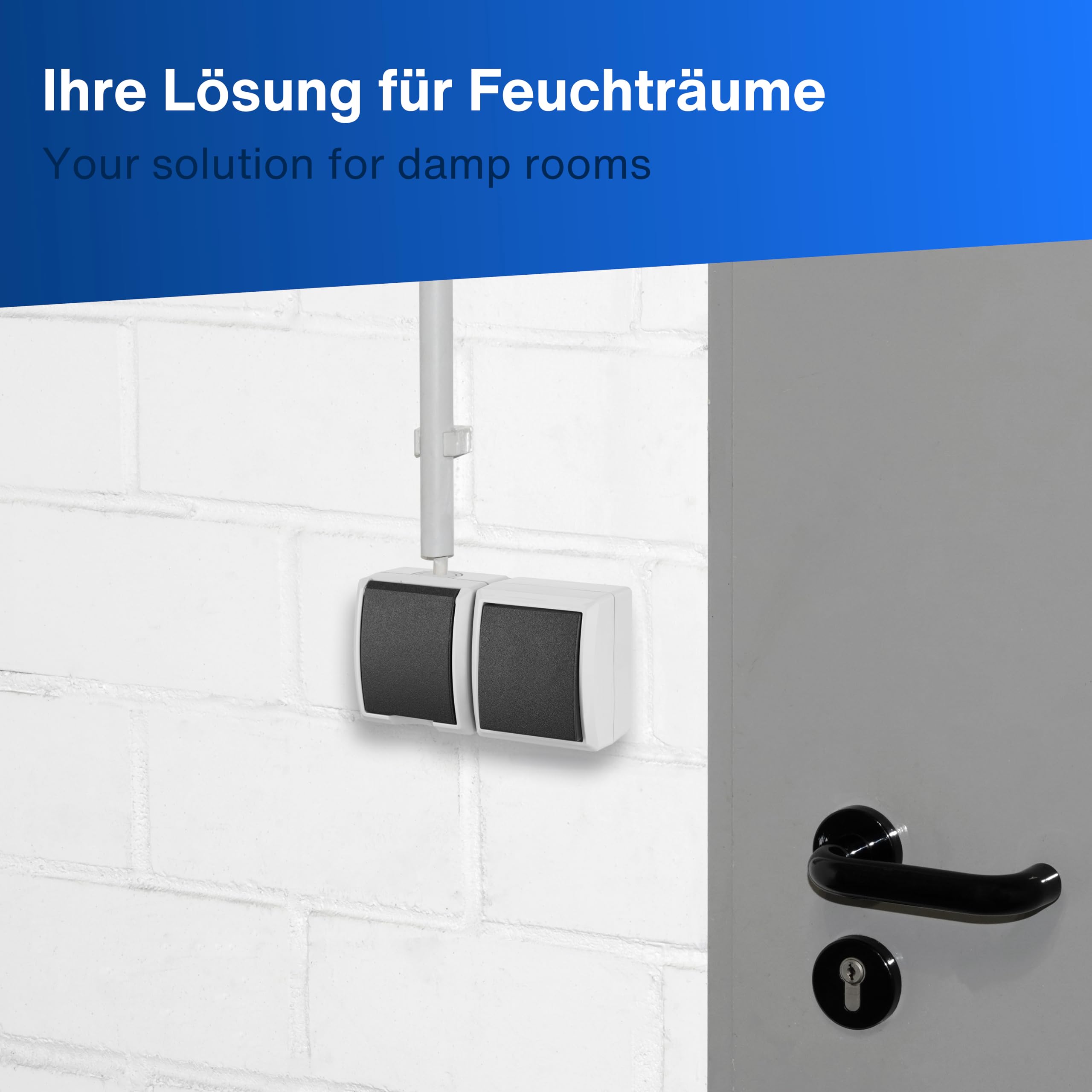 Rev Ritter 0510231777, Presa elettrica con interruttore deviatore, IP44, montaggio soprapiano