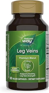 Nature's Way Leg Veins, Supports Healthy Leg Vein Strength*, 6-Herb Blend, With Horse Chestnut Extract, Dandelion, Gluten Free, 60 Vegan Capsules (Packaging May Vary)